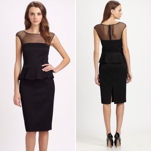 Net David Meister Sheer Paneled Peum Dress Black